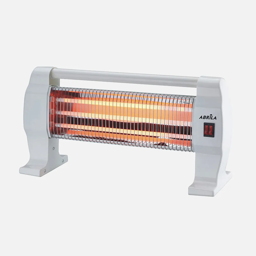 Estufa Elect.de Cuarzo Igneo 1200w Blanco 3potencias 3elementos Portatil Antivuelco 25x45,5x13 Cm - ABRILA