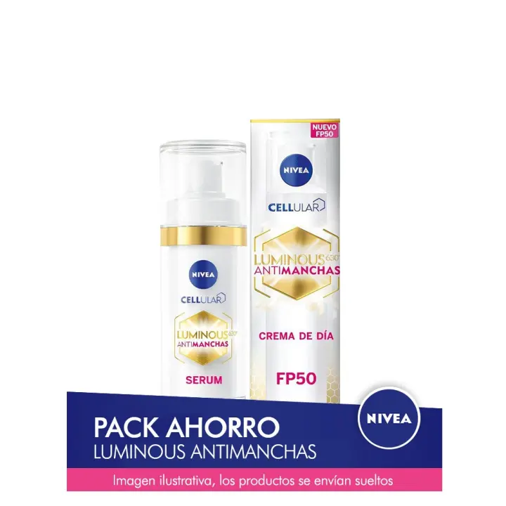 NIVEA LUMINOUS Pack ahorro cuidado facial antimanchas - Contiene crema de día y sérum - 1