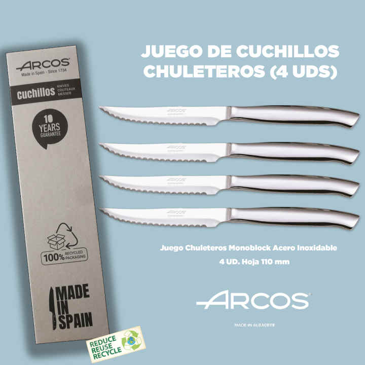 Juego de Cuchillos para Carne Cocina Mía Acero Inoxidable Mango  Polipropileno