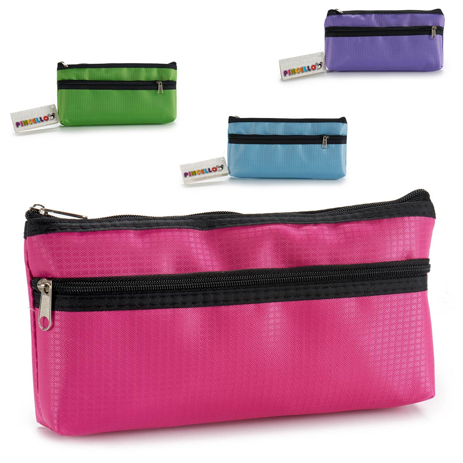 DAM. Pack 4 Estuches con 2 cremalleras. Surtido 4 colores. Miravia