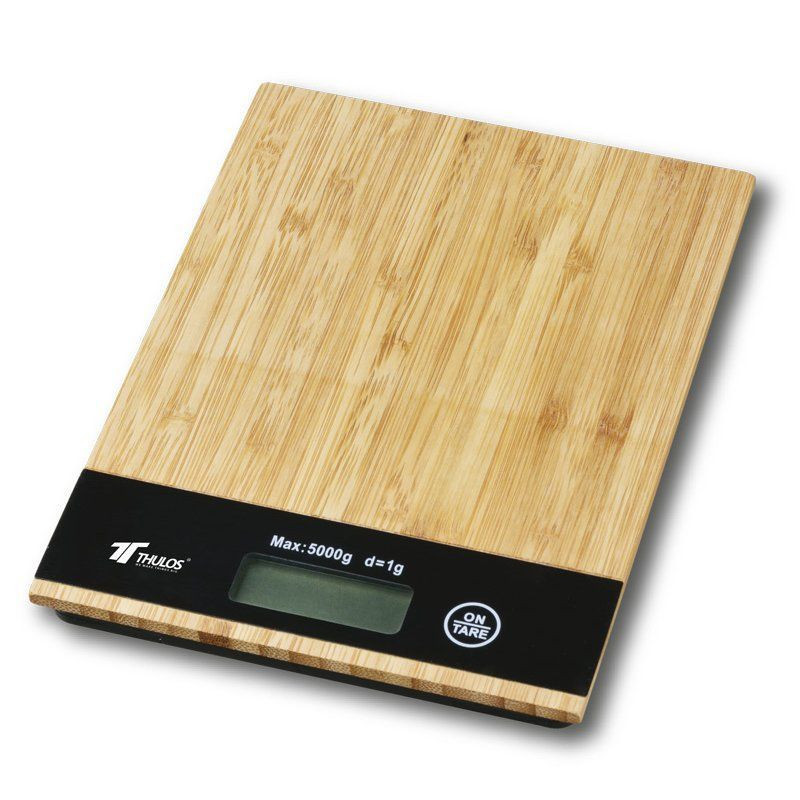 Balanza de cocina digital superficie de madera, 5Kg de capacidad. THULOS TH-DS105 - BASCULA