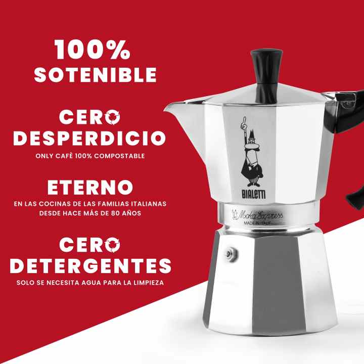 Cafetera Bialetti Set Mini Express 2 Cups manual roja italiana