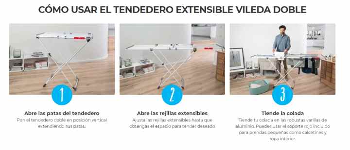 Vileda Mixer 3 Tendedero Flexible con Tres Niveles