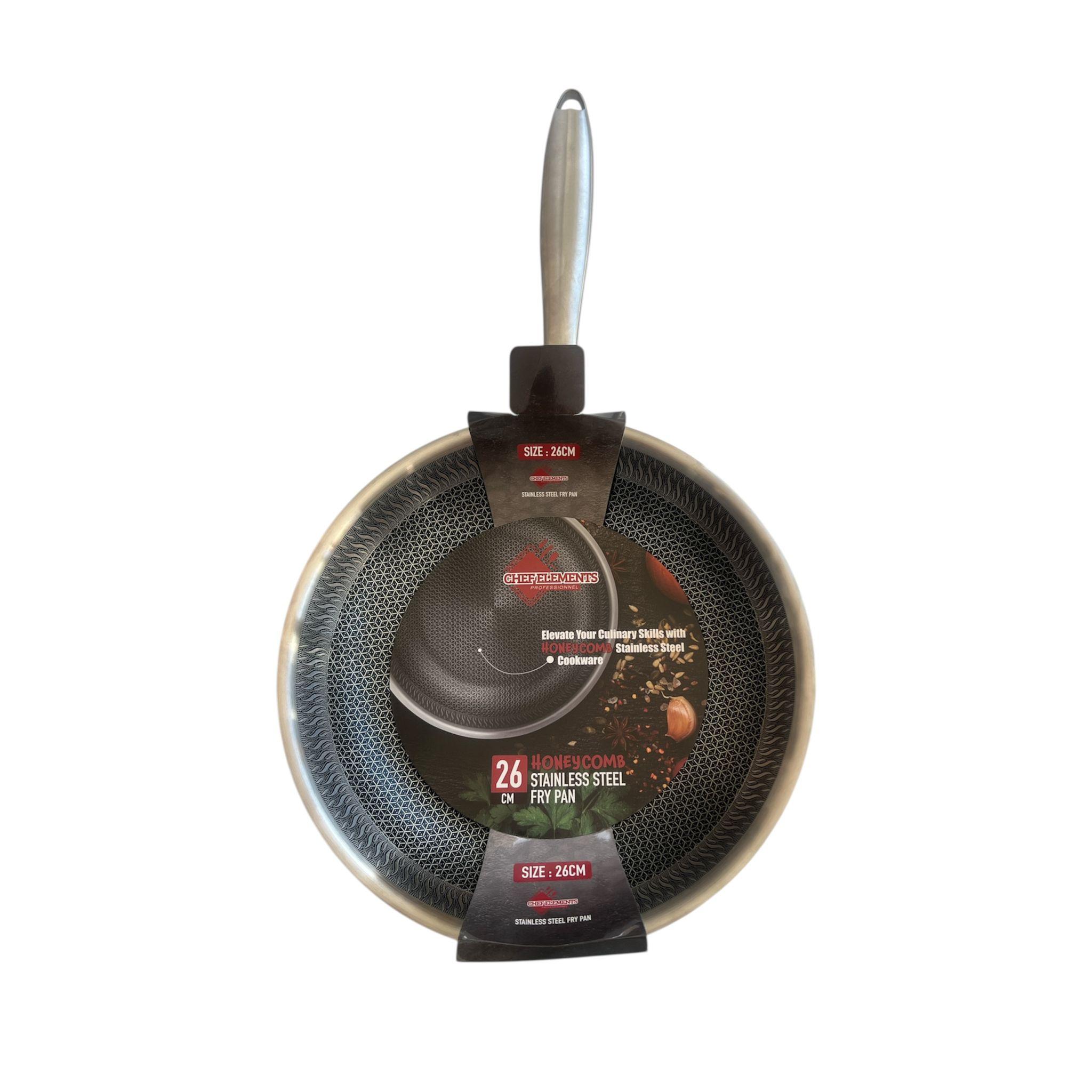 SARTEN CHEFF PROFESIONAL - 26 CM - ACERO INXIDABLE - ELEMENTOS DEL CHEF