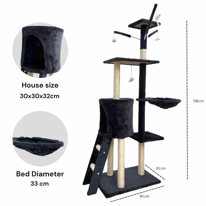 Árbol Rascador Para Gatos Torre Escalador De Sisal Azul Y Beige