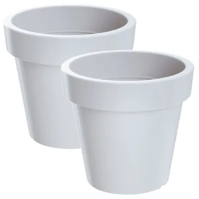 Prosperplast Bowl Sandy Fioriera Con Serbatoio: Vaso Interno In Plastica, Colore Pietra Grigia, 18x18 Cm, Altezza 13,6 Cm