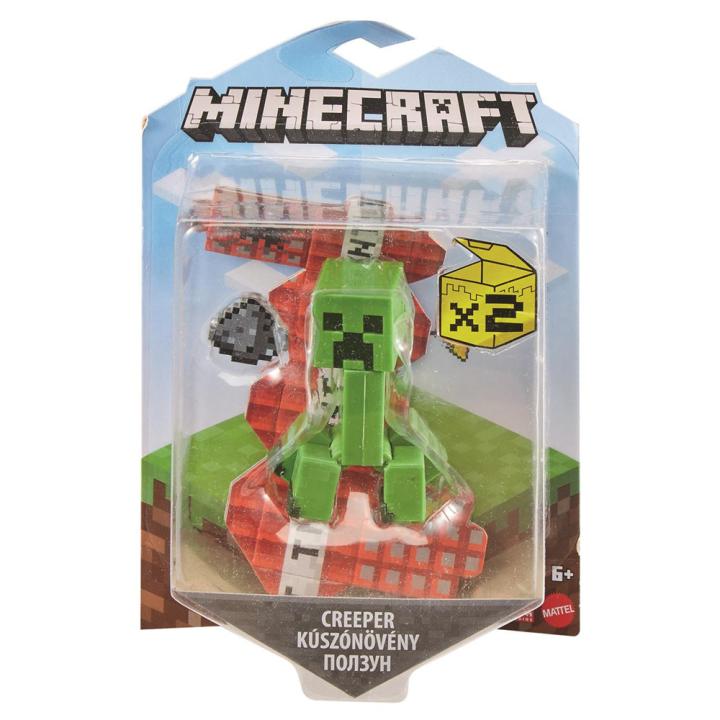 Mattel- Minecraft Figura Articulada Pack 2 Unidades. Con Cubos De Papel