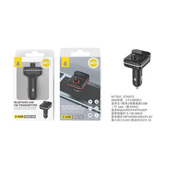 Bluetooth Coche A6139 NE Transmisor Bluetooth Believe para coche , 2 USB  con 3,4A Max, Controlador de llamada y Volumen, FM/USB, Negro - Fundas  personalizas para Móvil