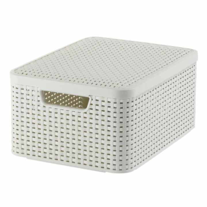CURVER Caja De Almacenaje Con Tapa 11L – Organiza Tu Hogar Con Estilo, Resistente Y Apilable (Blanco, 36.3x27x13.8 Cm)