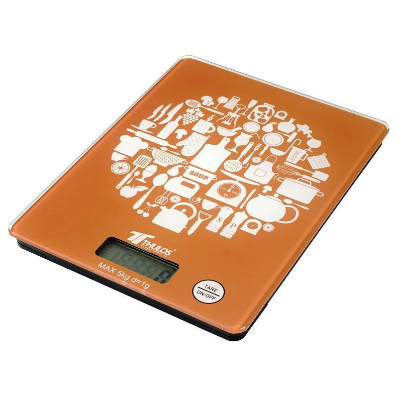 Balanza de cocina digital, 5Kg de capacidad. THULOS TH-DS109 - MODELO NARANJA - BASCULA DE COCINA