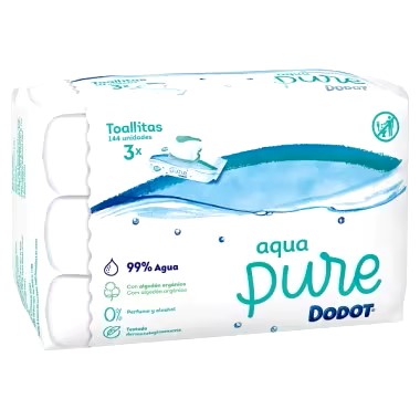 Pack de 3 paquetes de toallitas Dodot Aqua Pure por sólo 8,82€ ¡¡42% de descuento!!