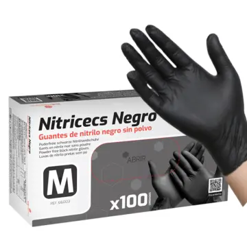 Guantes Desechables De Nitrilo Negro X100 Und Uka Talla L