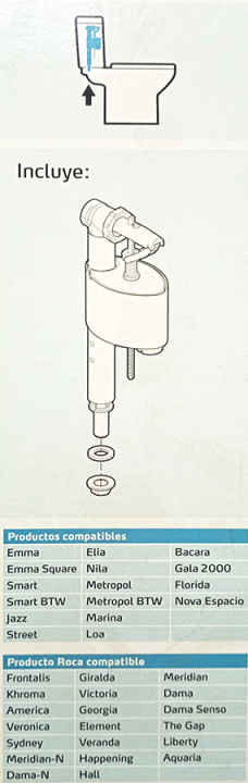 Válvula de llenado lateral de cisterna wc Gala original. Grifo