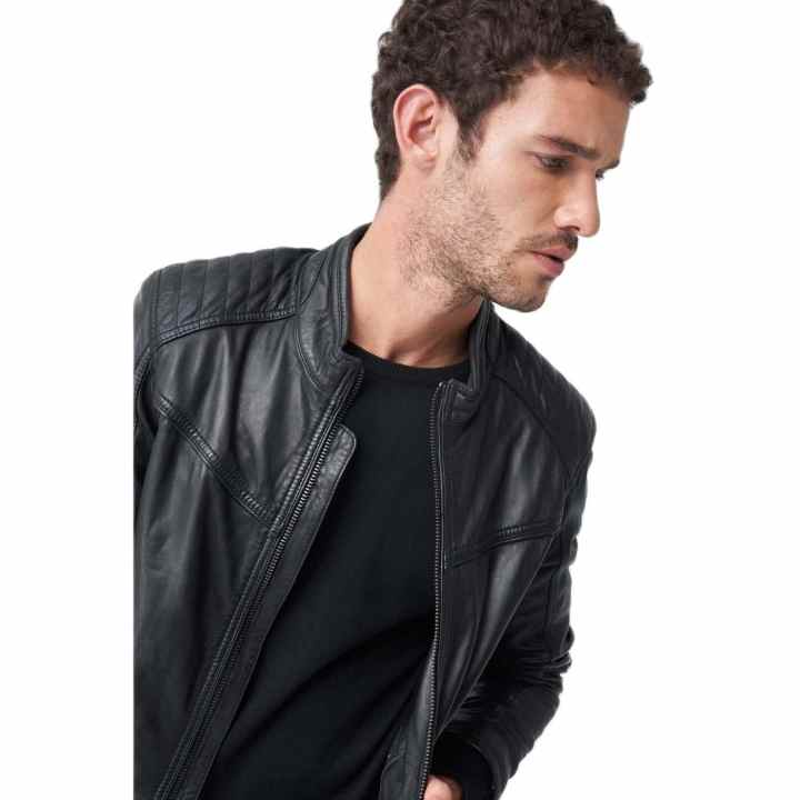 CAZADORA BIKER DE CUERO HOMBRE SALSA