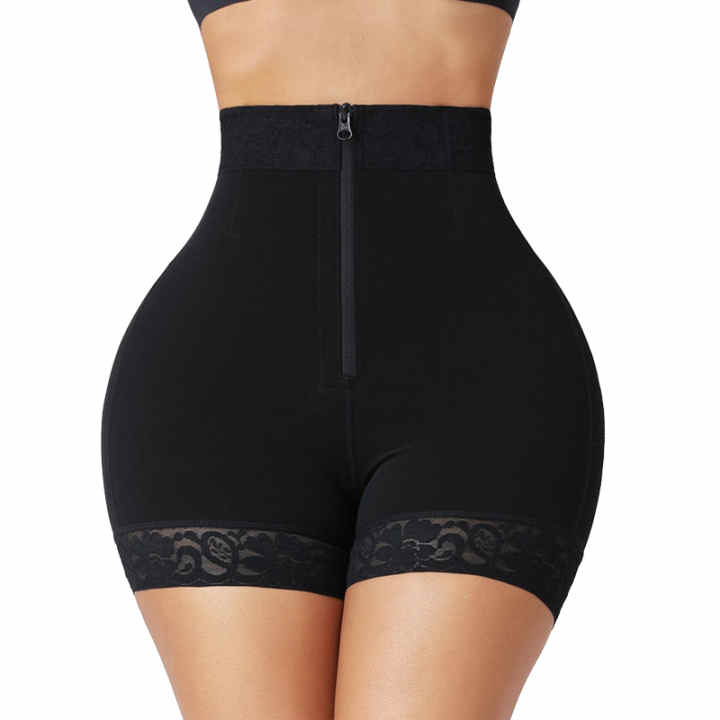 Pantalones cortos realzadores de glúteos negros, fajas postparto con  cremallera frontal, ropa moldeadora de abdomen, ropa moldeadora de  compresión para postcirugía