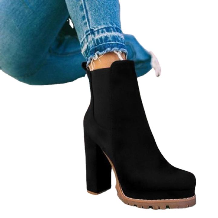 Hbeylia Botas De Combate De Tacón Alto Para Mujer, Con Hebilla De Metal, Con Cordones, Botines De Tacón Grueso Con Plataforma Con Cremallera Lateral, Botas De Vestir De Motocicleta, Botas Cortas