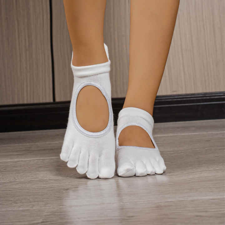 Calcetines de Yoga antideslizantes para mujer medias de algodón