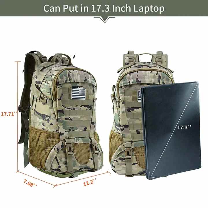 Mochila de senderismo para hombre, mochila grande del ejército, mochila  táctica militar para viajes al aire libre, campamento, Blcak Camo, Mochila