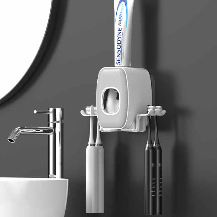 Comprar Soporte para cepillo de dientes eléctrico, organizador de cepillos  de dientes de pared con doble orificio, soporte para cepillo de dientes,  exprimidor de pasta de dientes, accesorios de baño sin perforaciones