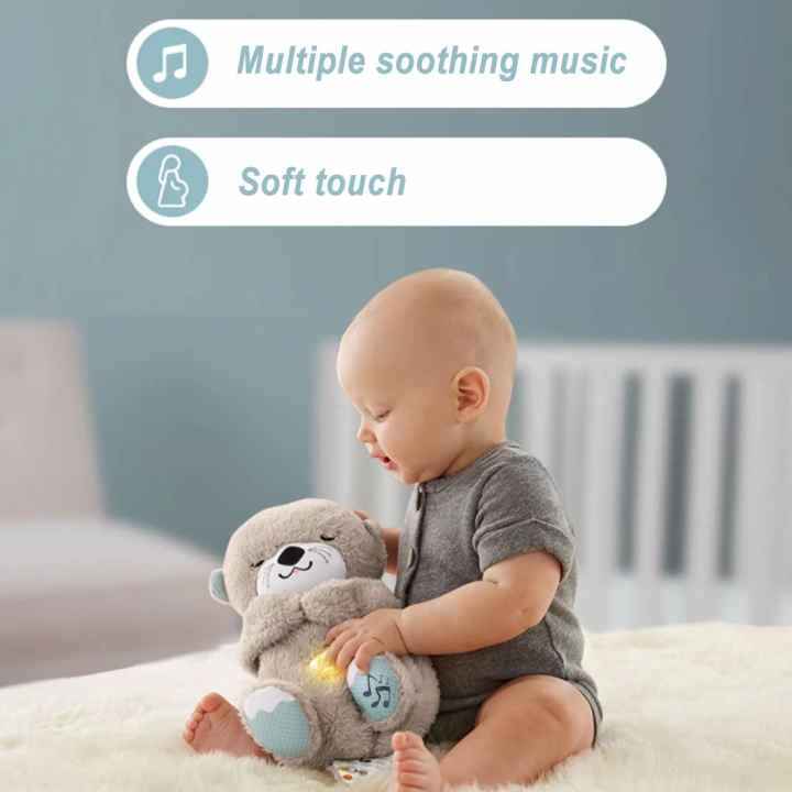 Juguete de peluche de nutria calmante para bebé que respira