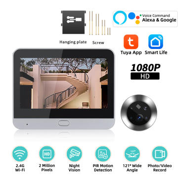 Tuya Smart 1080P Mini mirilla Digital visor inalámbrico WiFi infrarrojo PIR  detección de movimiento timbre puerta cámara Alexa Google - AliExpress