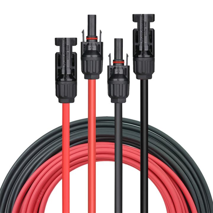 Cable Alargador Solar De 6 Mm² - 2 Pares (Rojo Y Negro), Con Conectores, Plano Y Flexible | Para Paneles Solares, Inversores Y Balcones