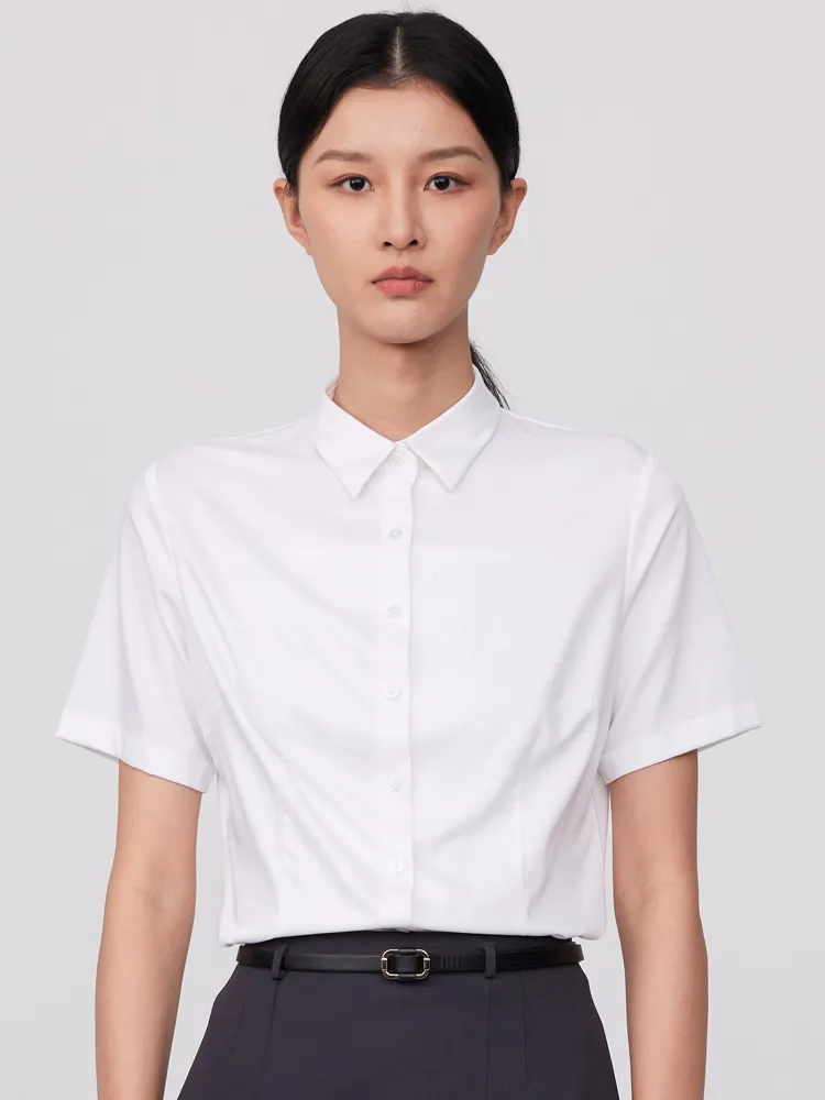 Camisa de vestir de manga corta sin hierro para mujer, sin bolsillo, ligera, elástica, fibra de bambú, ajustada, versátil, para oficina, Verano | Miravia Camisa de vestir de manga corta sin hierro para mujer, sin bolsillo, ligera, elástica, fibra de bambú, ajustada, versátil, para oficina, Verano | Miravia