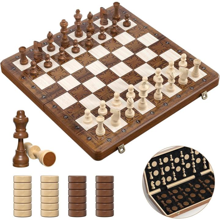 Juego de ajedrez de madera para niños y adultos, tablero plegable con 2 ...