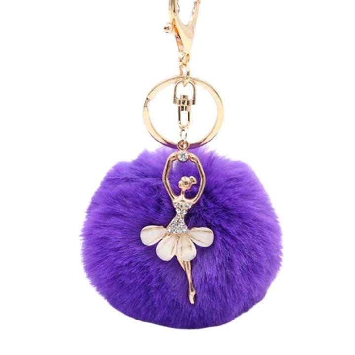 Llavero Con Pompón De Pelo Sintético Amarillo Y Colgantes Dorados Pompon 233510