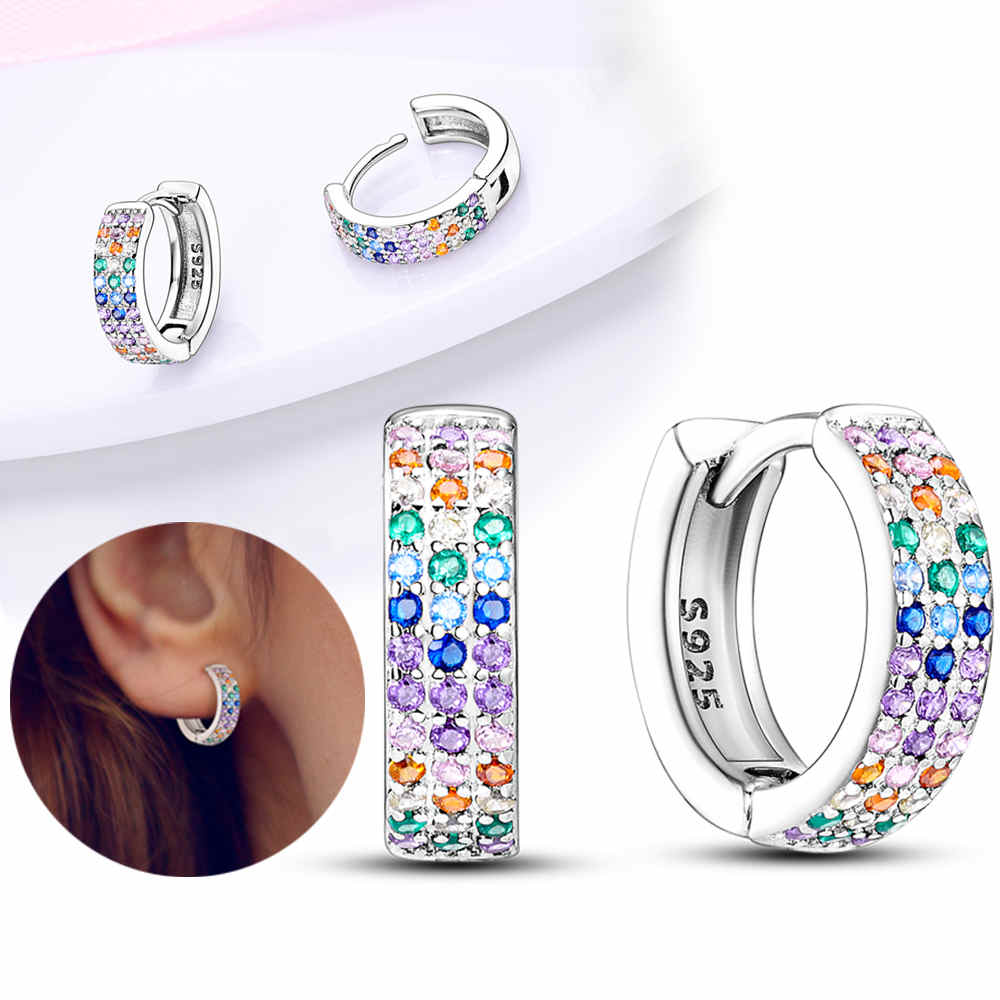 Orecchini A Cerchio Piccoli Con Zirconie - Placcatura Oro O Argento - Gioielli Eleganti Per Donna - 1,2 Cm