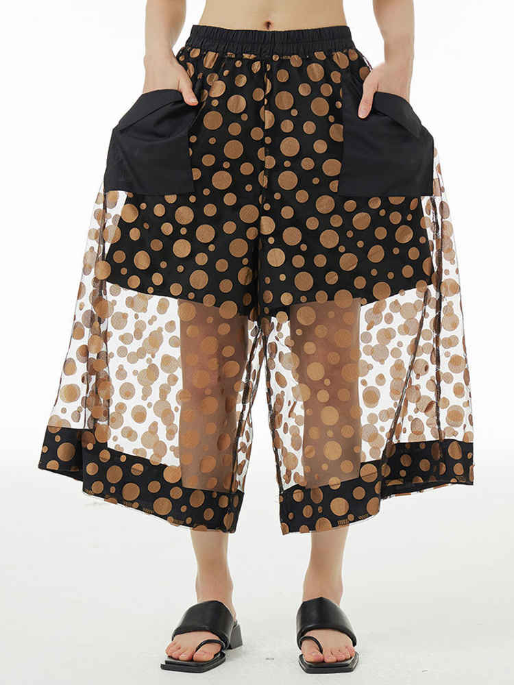 Pantalones De Verano Para Mujer - Gasa Ligera, Cintura Elástica Alta, Corte Recto Acampanado, Color Negro A Cuadros