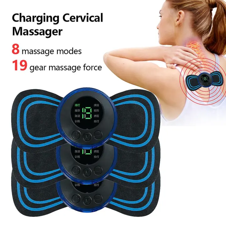 Masajeador electrico Recargable para Cuello Parche de masajes EMS para  vertebra