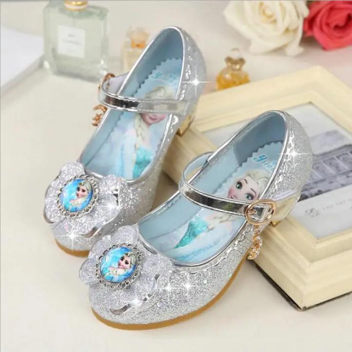 Tacones Altos De Princesa YOGLY Para Niñas – Disfraz Elsa Reina Del Hielo, Sandalias De Lentejuelas Azul/rosa/plata, Fiesta Y Carnaval