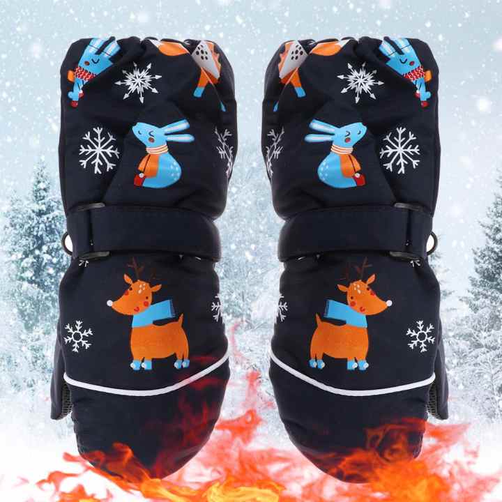 Guantes para niños, lindos guantes de esquí de muñeco de nieve para niños,  impermeables y cálidos, guantes de invierno al aire libre, guantes de 3