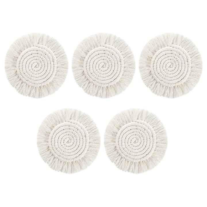 Posavasos En Macramé Fait Main – 18cm, Coton Beige, Fabrication Espagnole