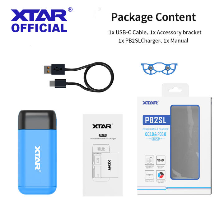 Chargeur De Batterie Portable XTAR PB2SL – Pour Piles 18650, 20700, 21700 – Fonction Power Bank USB/USB-C – Affichage Numérique