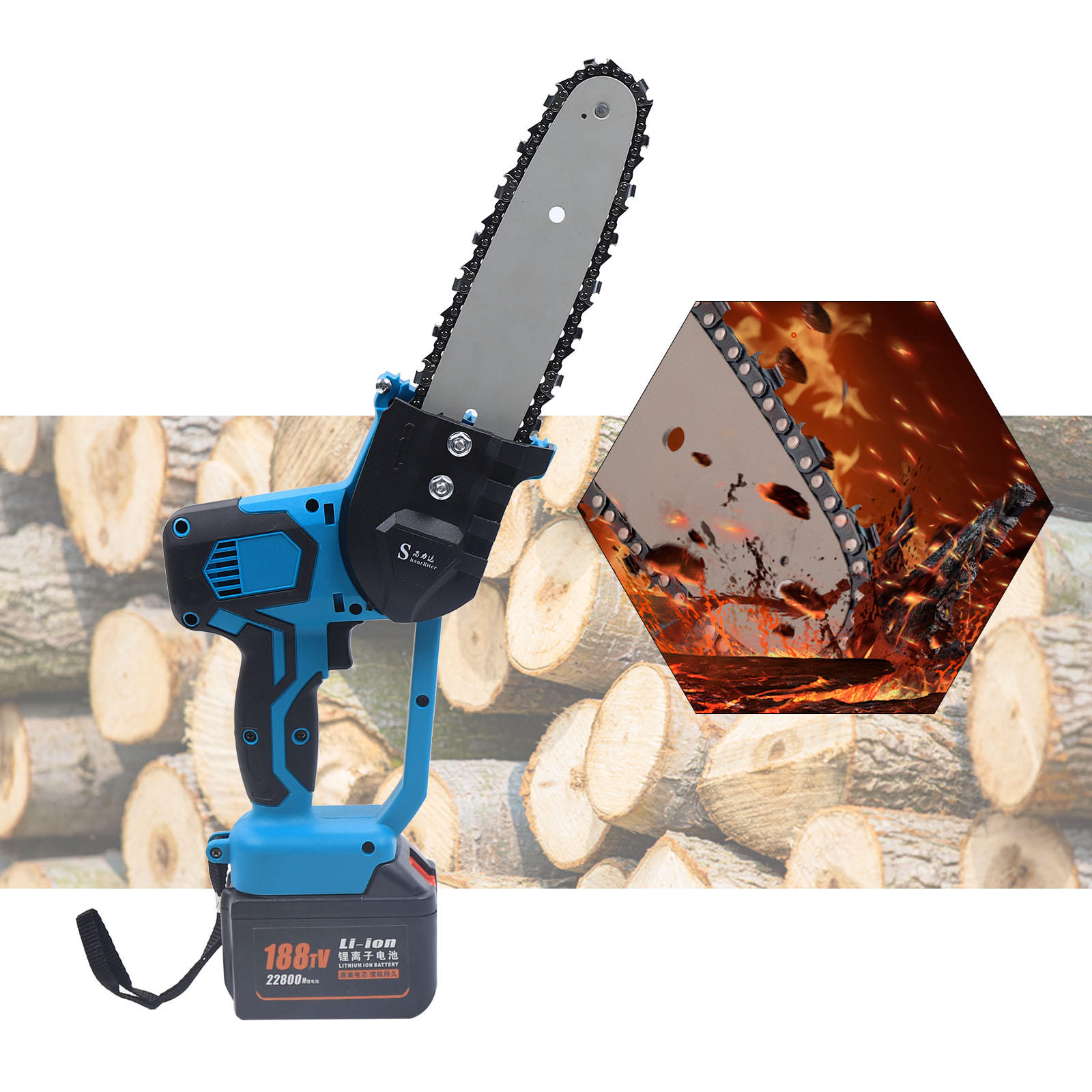 Sierra Rama Motosierra eléctrica inalámbrica de 8 pulgadas, sierra de rama de 300W ...