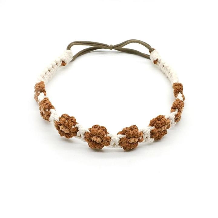 Diadema Trenzada Elástica Ajustable - Accesorio De Pelo Sintético, Estilo Bohemio