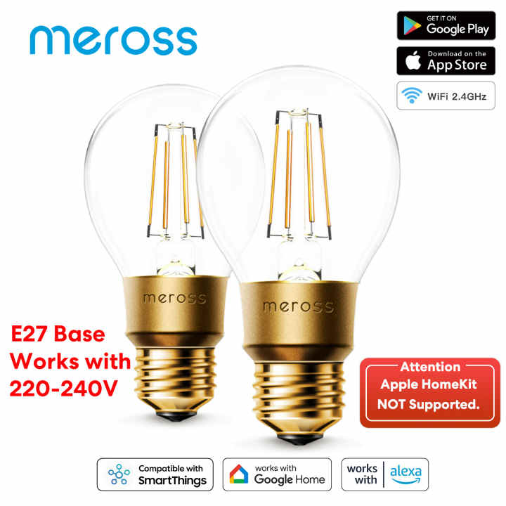 Meross HomeKit-bombilla LED inteligente con WiFi, luz regulable, E27,  Vintage, ahorro de energía, compatible con Alexa, Google Home, SmartThings