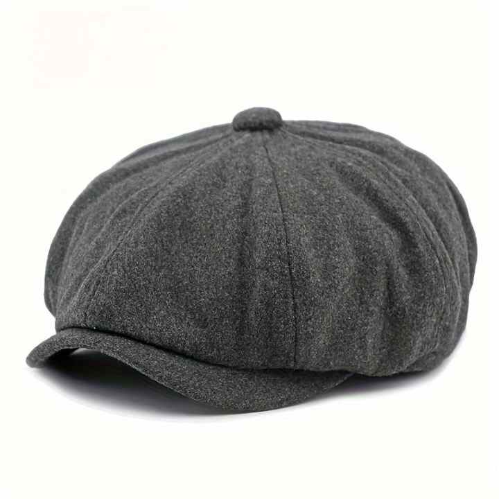Gorras gruesas y cálidas para hombre, sombrero octogonal suave
