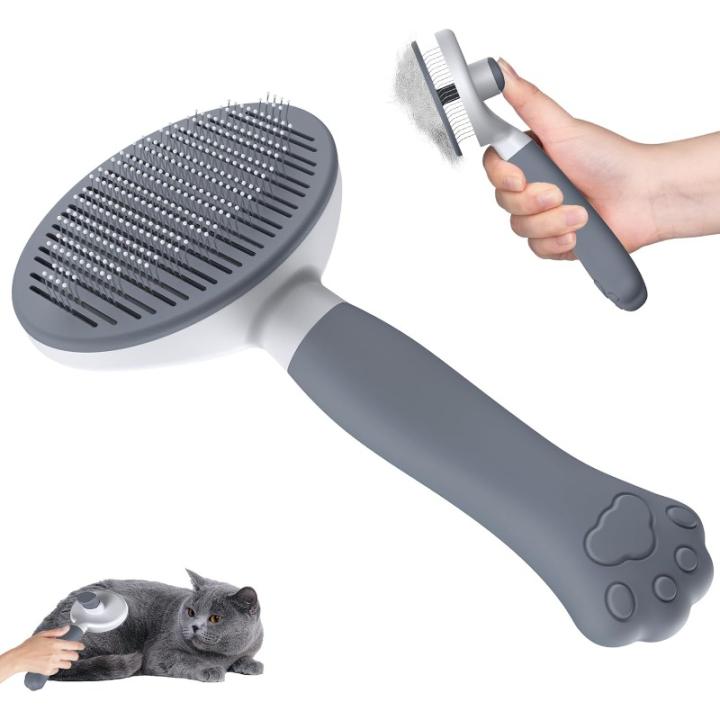 Cepillo Autolimpiante Para Mascotas Zivacate - Mango Ergonómico En Forma De Pata, Cabezal Redondo, Ideal Para Gatos, Perros Y Conejos