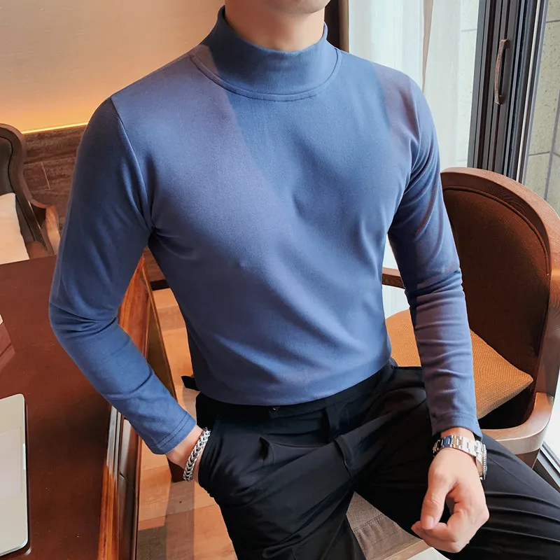 Ventilar propietario Inconcebible Camisetas de manga larga para hombre, camisas ajustadas de terciopelo suave  que combinan con todo, cuello alto, talla grande 3XL, 8 colores, Otoño e  Invierno | Miravia