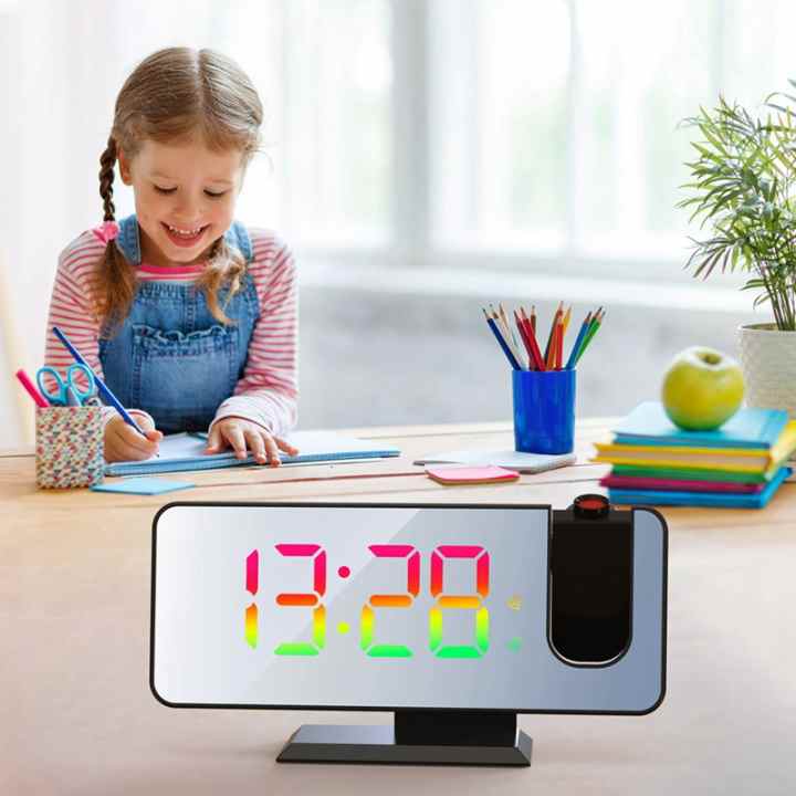 Reloj despertador con proyección Digital LED, dispositivo electrónico  silencioso con rotación de 180 °, proyector de