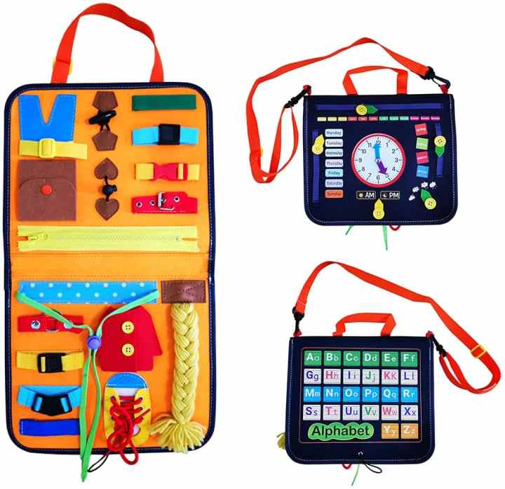 Tablero de actividades Montessori para niños pequeños, juguete sensorial de  viaje para aprender a vestir, tablero de actividades, juguetes educativos para  bebés con alfabeto