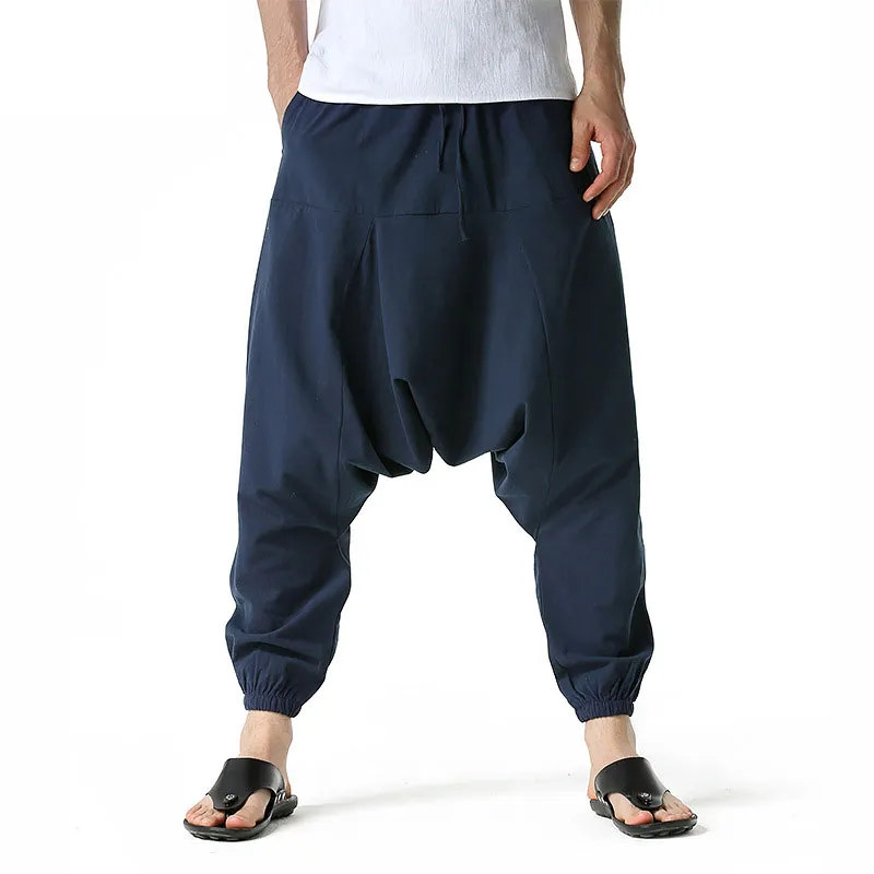 Pantalones de Yoga Hippie holgados para hombre, ropa de chándal informal, Hop, Harem, de algodón, entrepierna baja Miravia