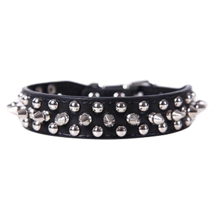 Collar De Cuero Ajustable Para Mascotas, Correa Para El Cuello De Cuero PU, Punk, Con Remaches Y