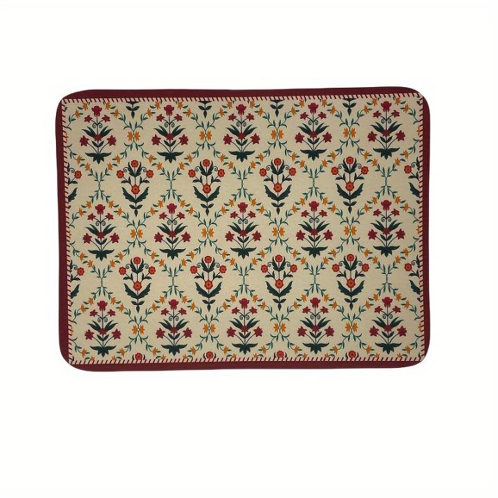 Tappetino Assorbente Per Ciotole Cani E Gatti - Antiscivolo, Impermeabile, 30x50cm, Rosa Con Stampa Zampe