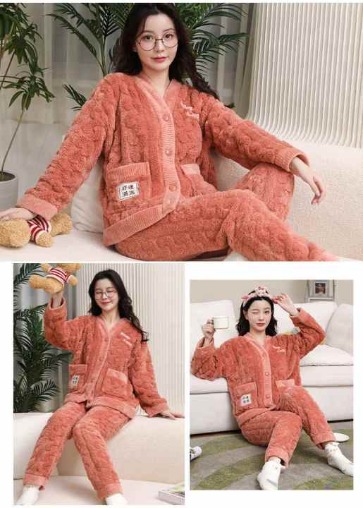 Nuevo invierno grueso cálido pijamas conjuntos para mujeres ropa de dormir  casas ropa pijama hogar ropa pijama pijama mujer pijama conjunto de  terciopelo pantalones ropa de dormir