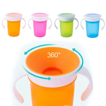 Vaso de silicona con pajita para bebé, vaso de aprendizaje de 200ml con  pajita y asa, vaso a prueba de fugas de 360° para niños y niñas, sin BPA,  azul Rojo Verde
