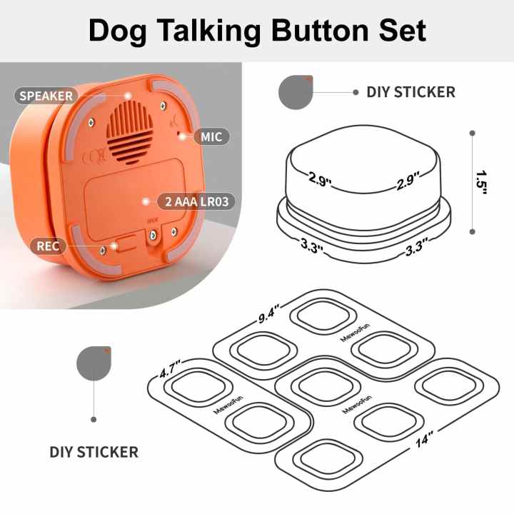 Juego de 5 botones de color para perro con alfombrilla de goma para  comunicación, botones de